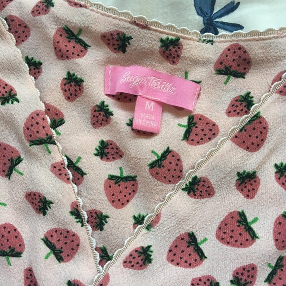 Sugar Thrillz 'Forbidden Fruit' Strawberry Wrap Top - Picture 5 of 6